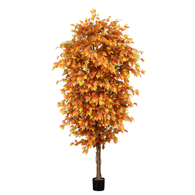Nearly Natural 9' Autumn Ficus Artificial Fall Tree (T4768)