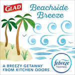 Glad 4 Gallon Drawstring Kitchen Trash Bags, Febreze Freshness Beachside Breeze Scent, Blue, 80/Box (79155)
