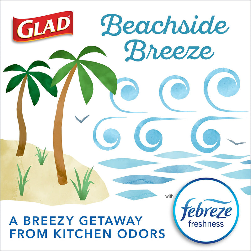 Glad 4 Gallon Drawstring Kitchen Trash Bags, Febreze Freshness Beachside Breeze Scent, Blue, 80/Box (79155)