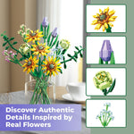 Contixo BK04 Sunflower Bouquet Flordal Collection Building Block Set, 975 Pieces (CNXBK04)