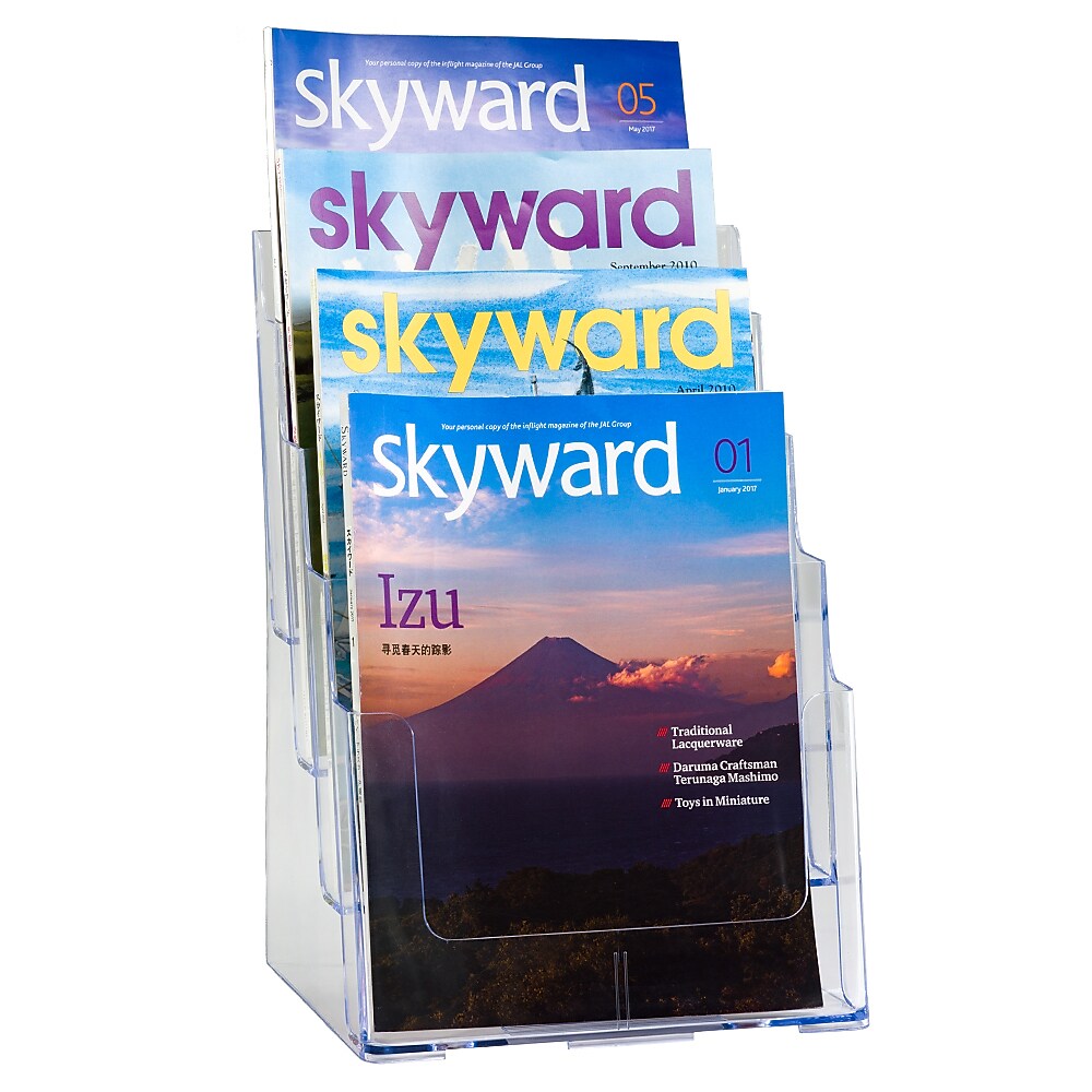 Azar Brochure Holder, 9.25" x 13.25", Vertical, Table Top, Clear, Plastic (252376)