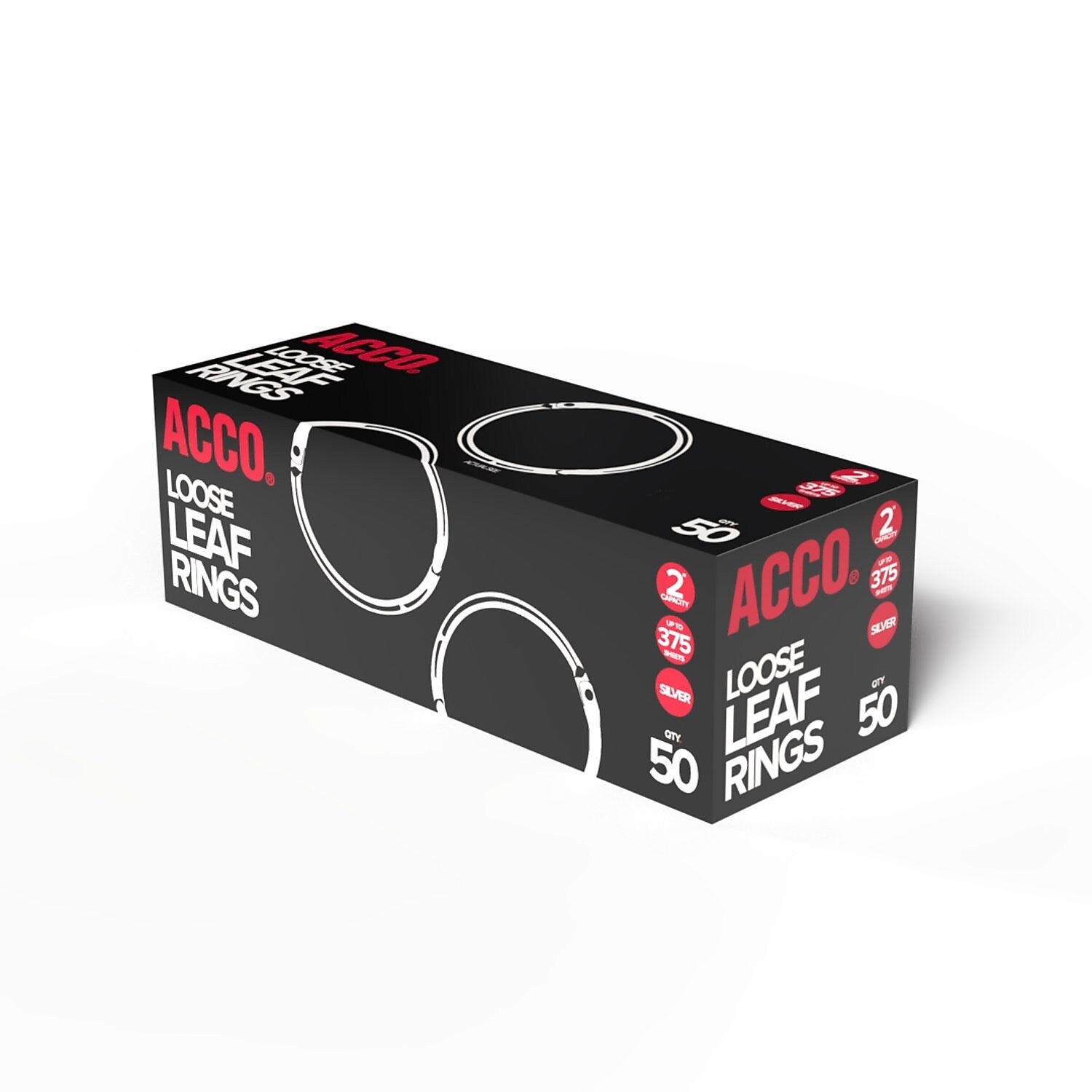 ACCO Book Ring, 2" Capacity, Silver, 50/Box (ACC72205)