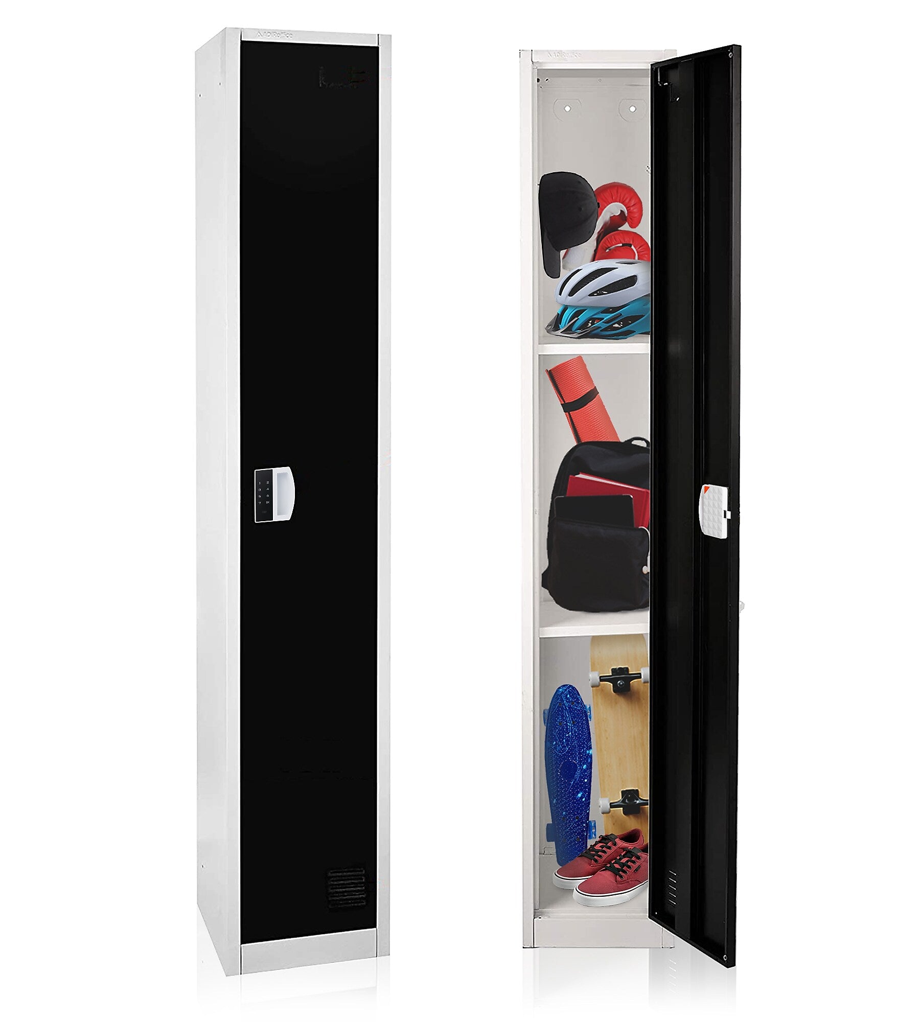 AdirOffice 72"H Single Tier Black Storage Locker (ADI629-201-BLK-DL)