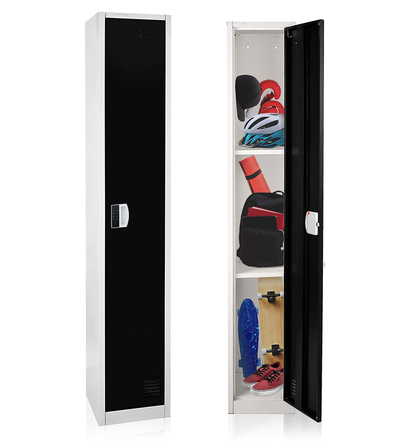 AdirOffice 72"H Single Tier Black Storage Locker (ADI629-201-BLK-DL)