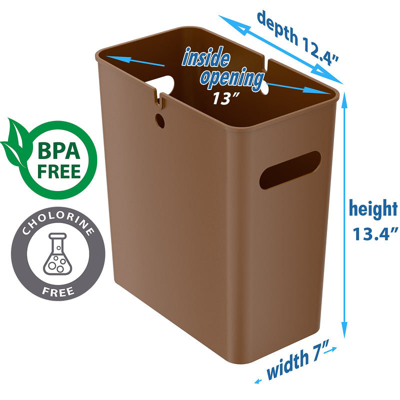 iTouchless SlimGiant Polypropylene Trash Can with no Lid, Toffee Brown, 4.2 gal., 6/Pack (SG105Nx6)