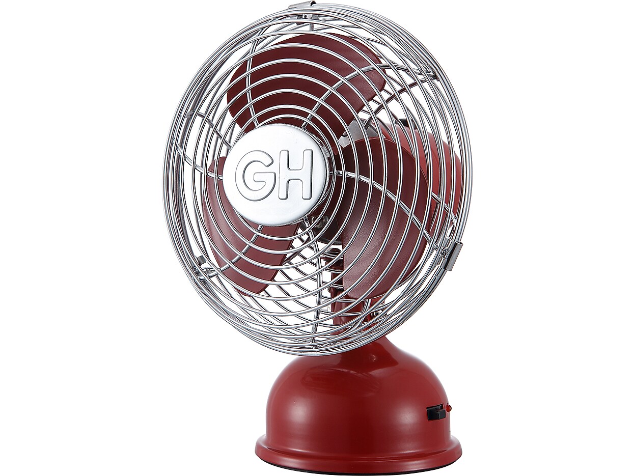 Good Housekeeping 5" Oscillating Portable Fan, 1-Speed, Red/Silver (92521)