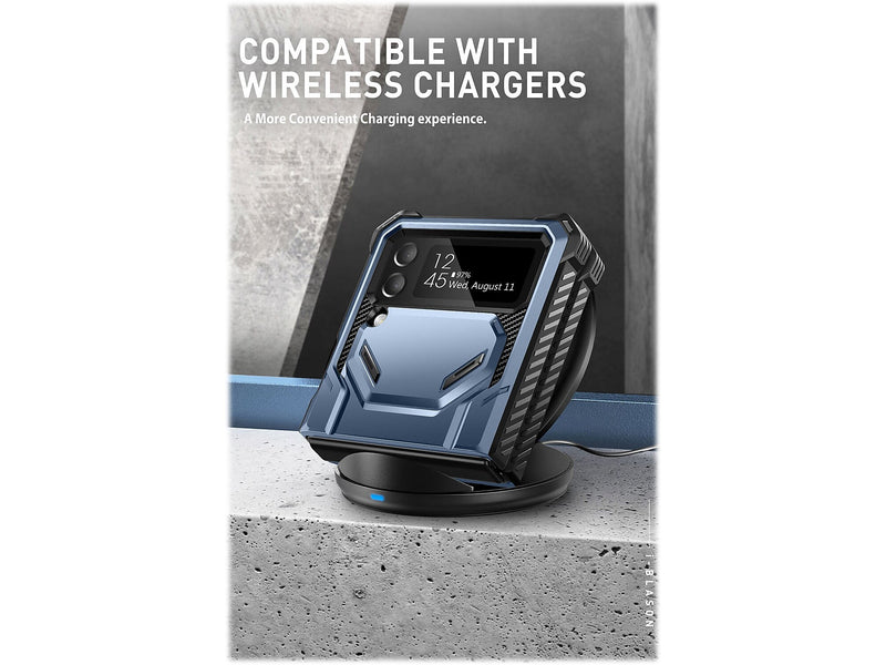 i-Blason Armorbox Metallic Blue Rugged Case for Samsung Galaxy Z Flip4 (Galaxy2022-ZFlip4-5G-Armorbox-Tilt)