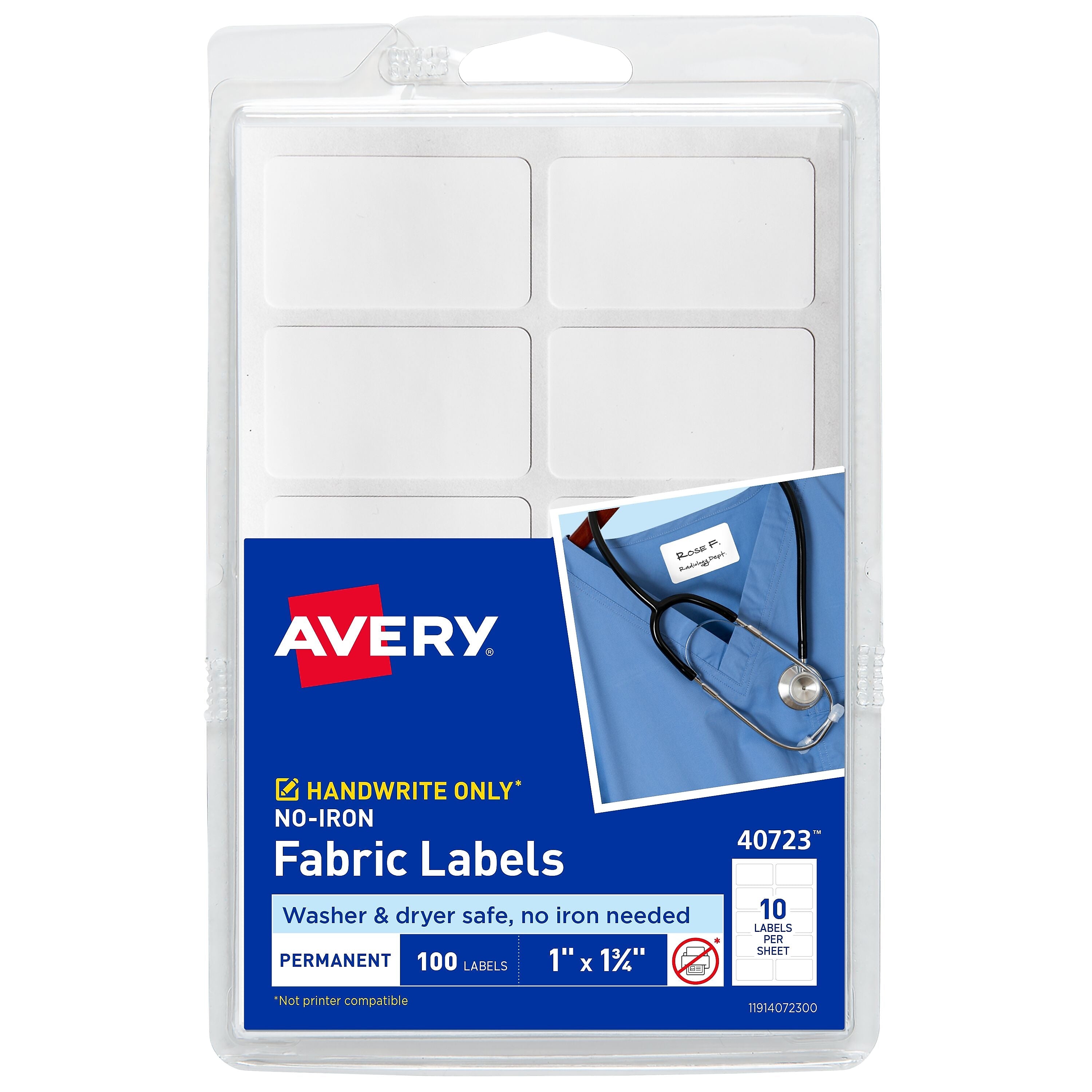 Avery No-Iron Fabric Waterproof Labels, 4" x 6", 100 Labels/Pack (40723)