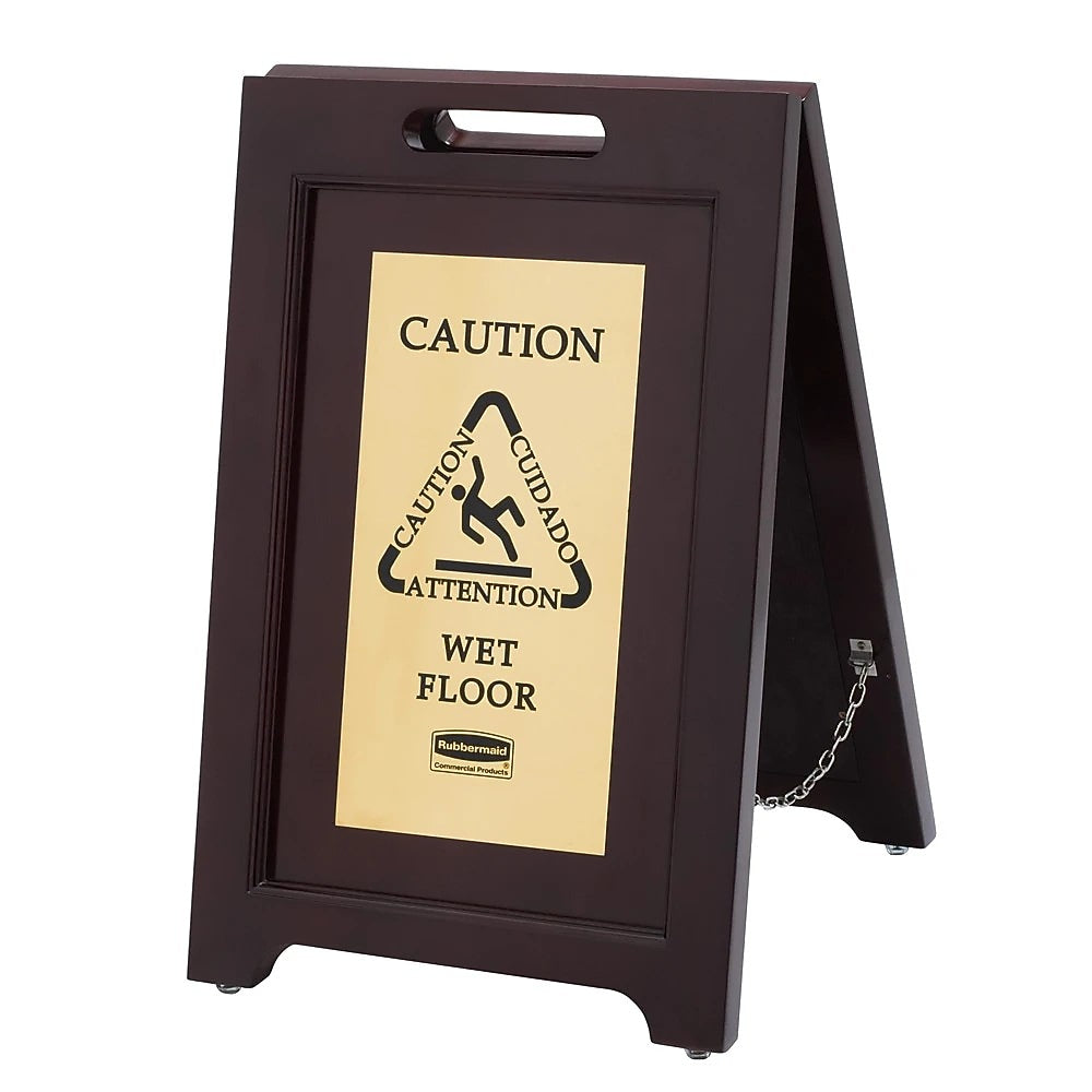 Rubbermaid "Caution Wet Floor" Free-Standing Floor Sign, 15" x  22.25" (RCP1867507)