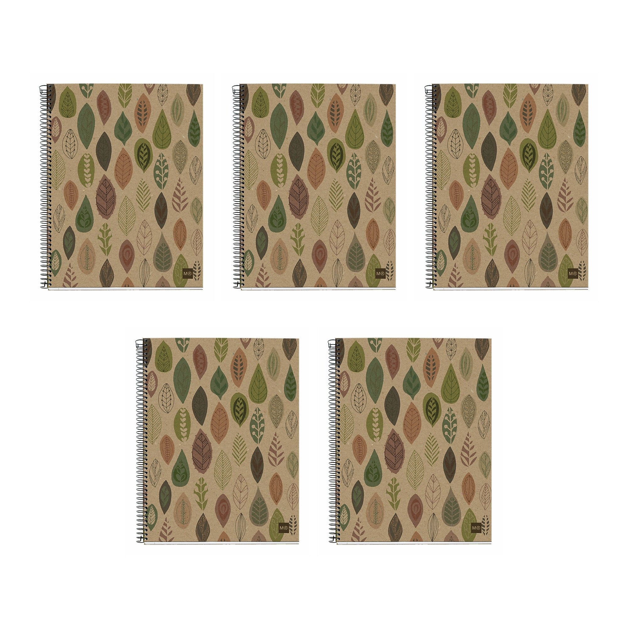 MiquelRius Recycled 4-Subject Notebooks, 8.5" x 11", College Ruled, 120 Sheets, Multicolored, 5/Carton (48973CS)