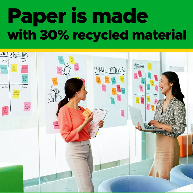 Post-it Recycled Super Sticky Easel Pad, 25" x 30", 30 Sheets/Pad, 6 Pads/Pack (559RPVAD6)