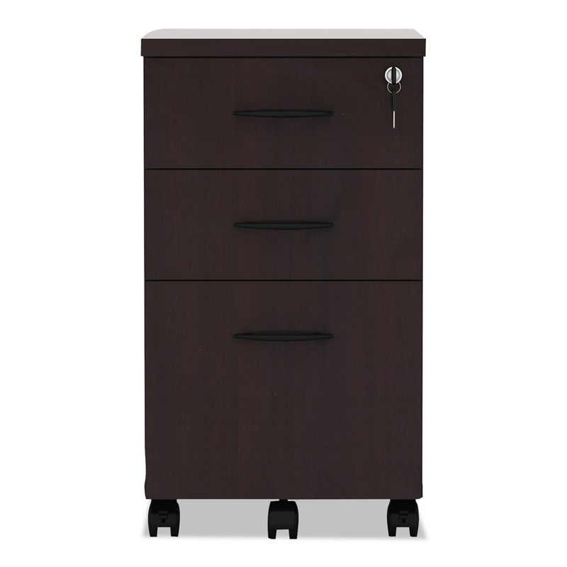 Alera® Valencia 3-Drawer Mobile Pedestal File Cabinet , Mahogany , Letter/Legal (VA572816MY)