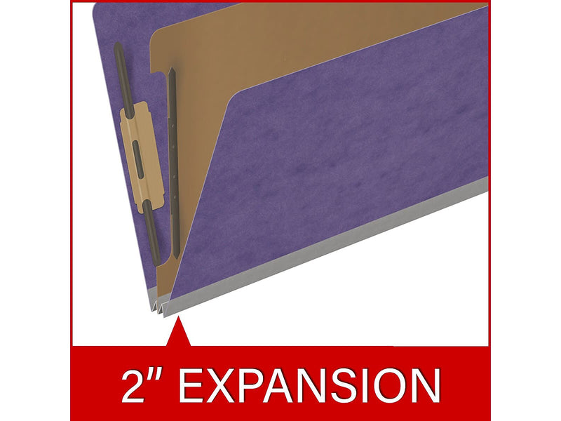 Medical Arts Press Pressboard Classification Folder, 1 Divider, 2" Expansion, Legal Size, Purple, 10/Box (DV-T52-14-3PRP)