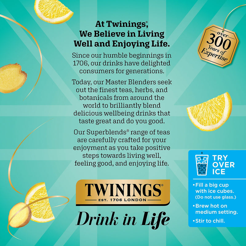 Twinings Probiotics+ Herbal Lemon & Ginger Tea, Keurig® K-Cup® Pods, 24/Box (F16930)