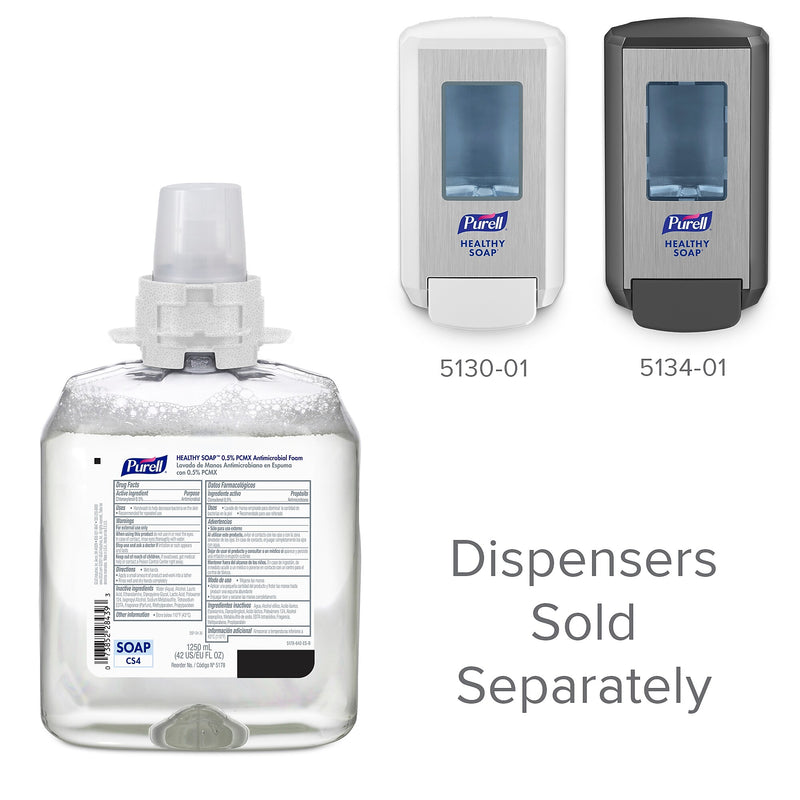 PURELL HEALTHY SOAP Antibacterial Foaming Hand Soap Refill for CS4 Dispenser, Floral Scent, 1250 ml., 4/Carton (5178-04)