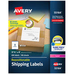 Avery Repositionable Laser Shipping Labels, 3-1/3" x 4", White, 600 Labels/Box (55164)