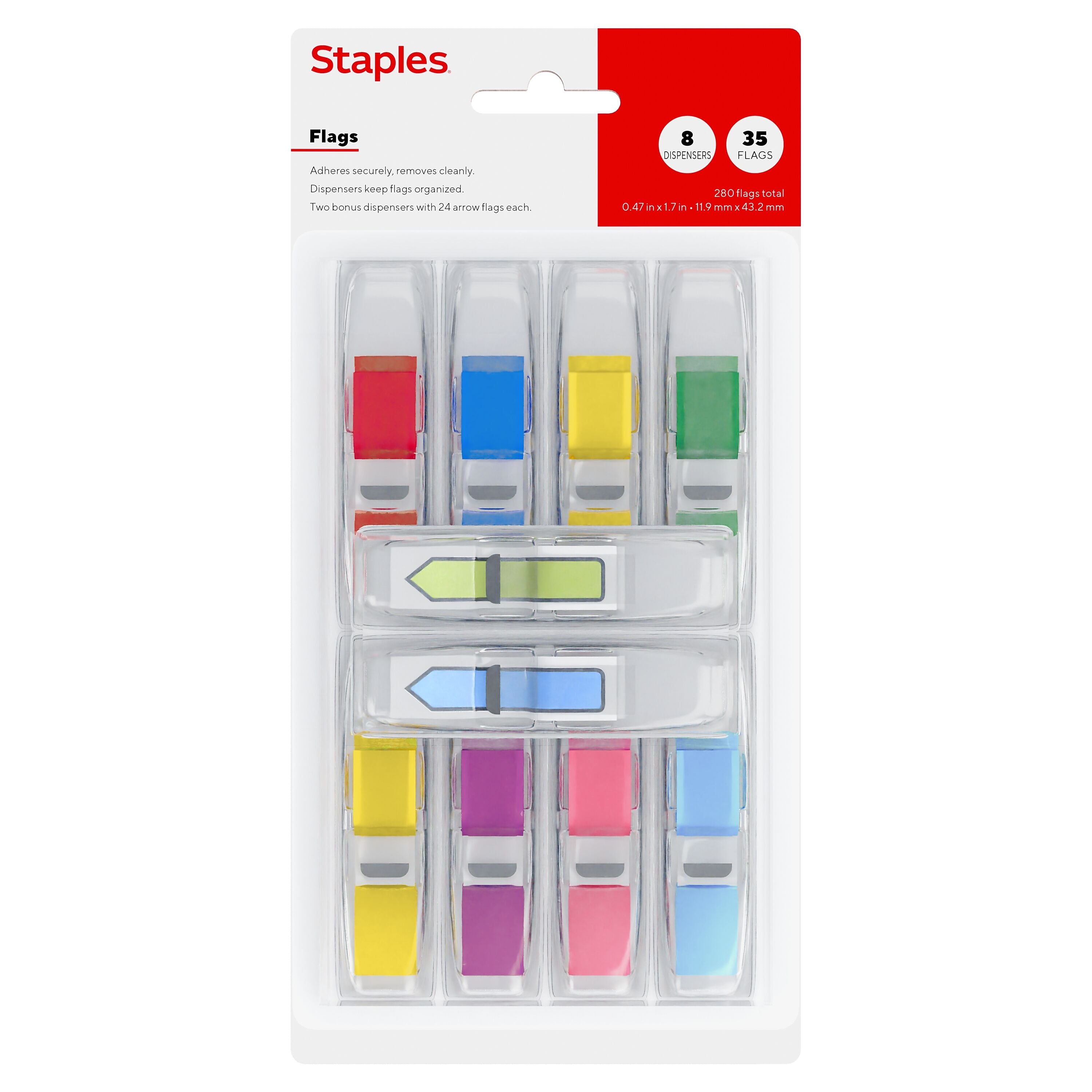 Staples Flags, Assorted Colors, 328 Flags/Pack (ST62861)