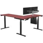 VersaDesk PowerLift 72"W Electric L-Shaped Adjustable Standing Desk, Cherry/Black (PLLSD7272-BC-APP)