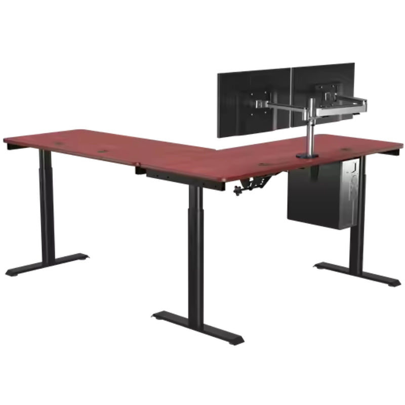 VersaDesk PowerLift 72"W Electric L-Shaped Adjustable Standing Desk, Cherry/Black (PLLSD7272-BC-APP)