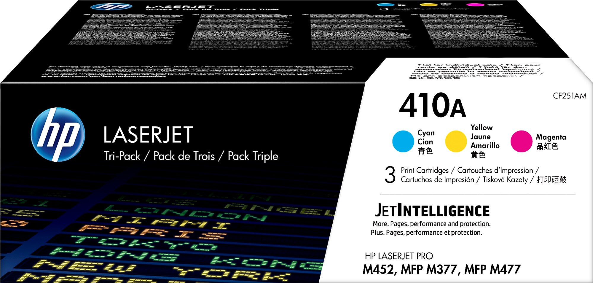 HP 410A Cyan/Magenta/Yellow Standard Yield Toner Cartridge, Prints Up to 2,300 Pages (CF251AM)