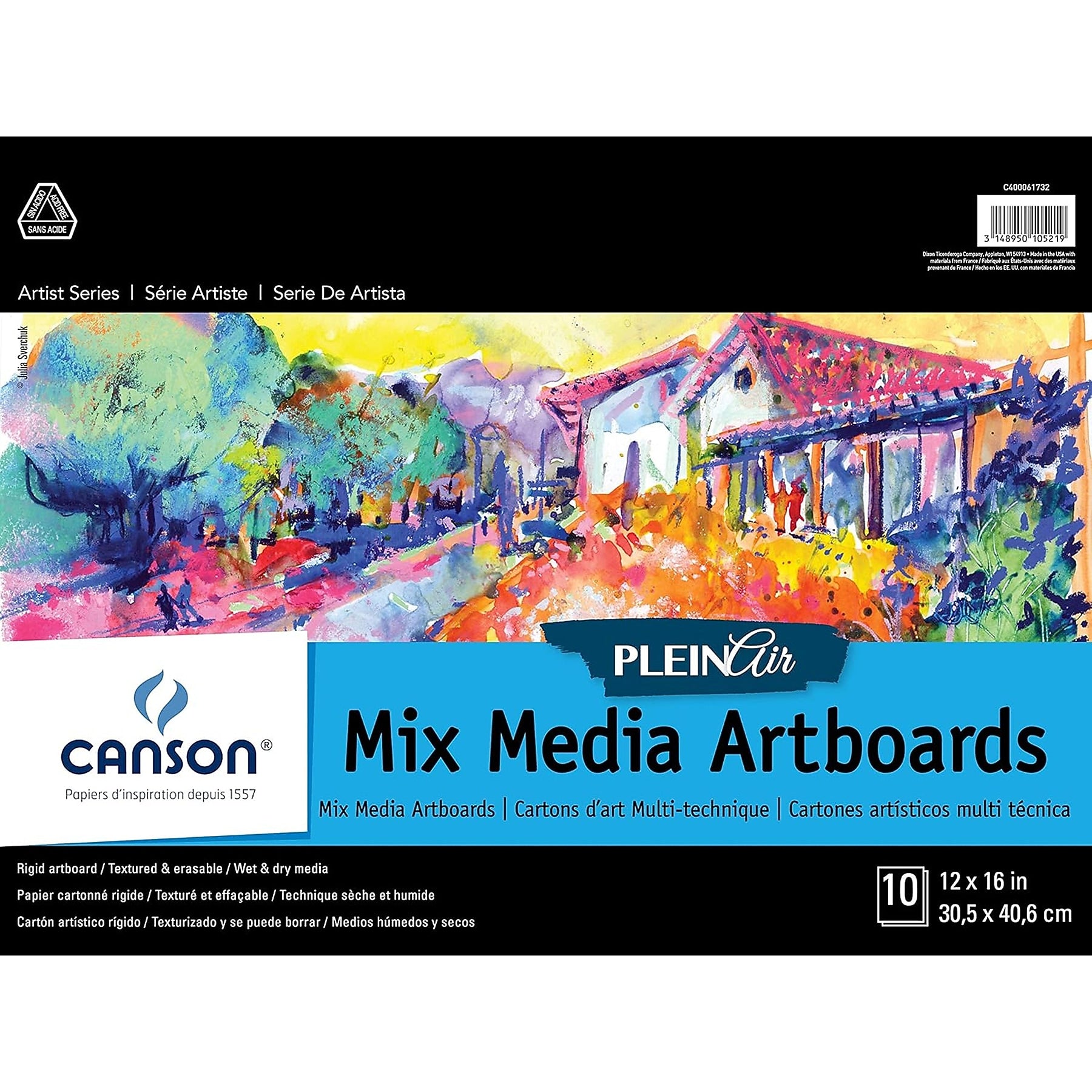 Canson Artist Series Canva Plein Air White Art Boards, 12" x 16", (MCXC400061732)