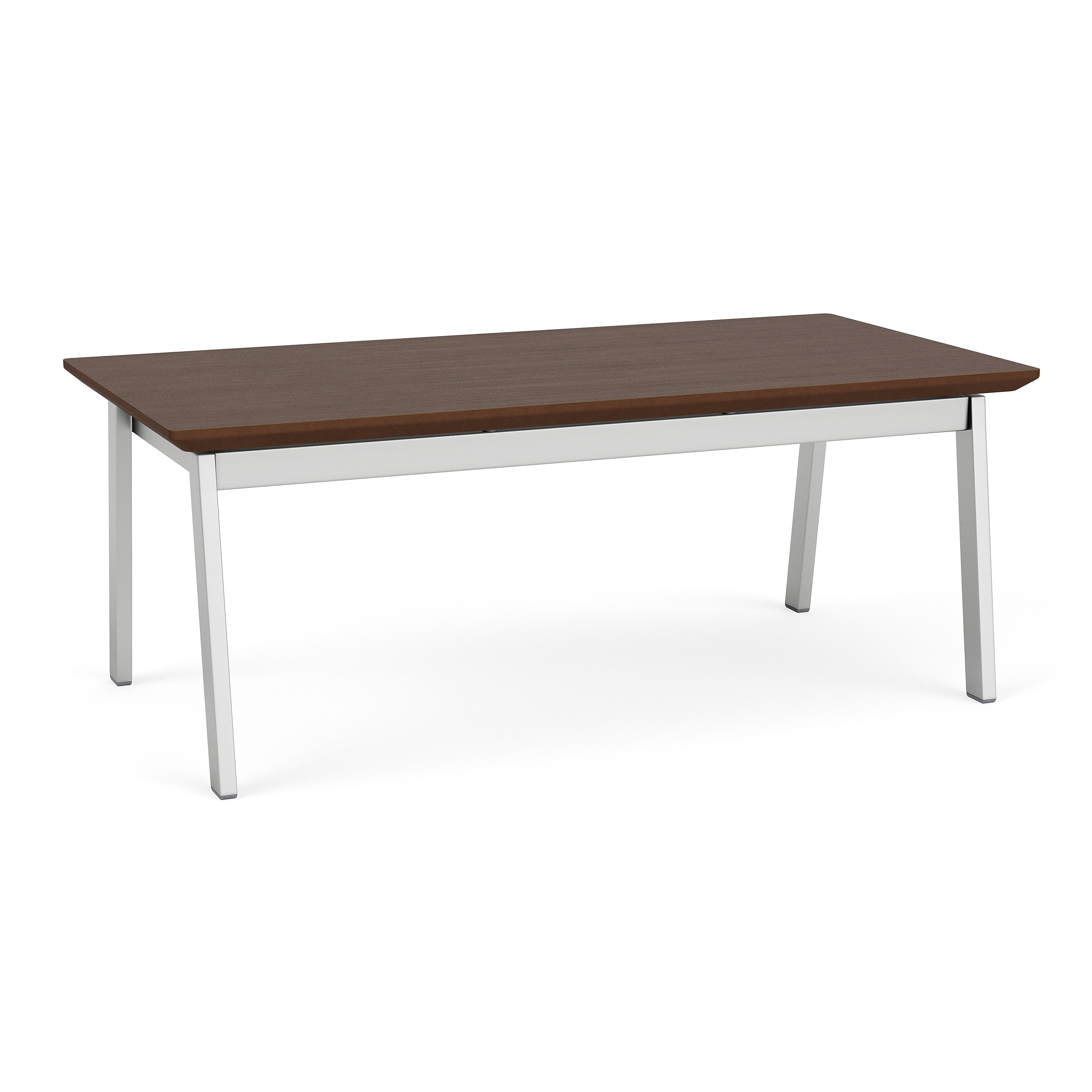Lesro Newport 40"W x 20"D Laminate Coffee Table, Riftwood Walnut/Silver (NP0840.SSV.TRW)
