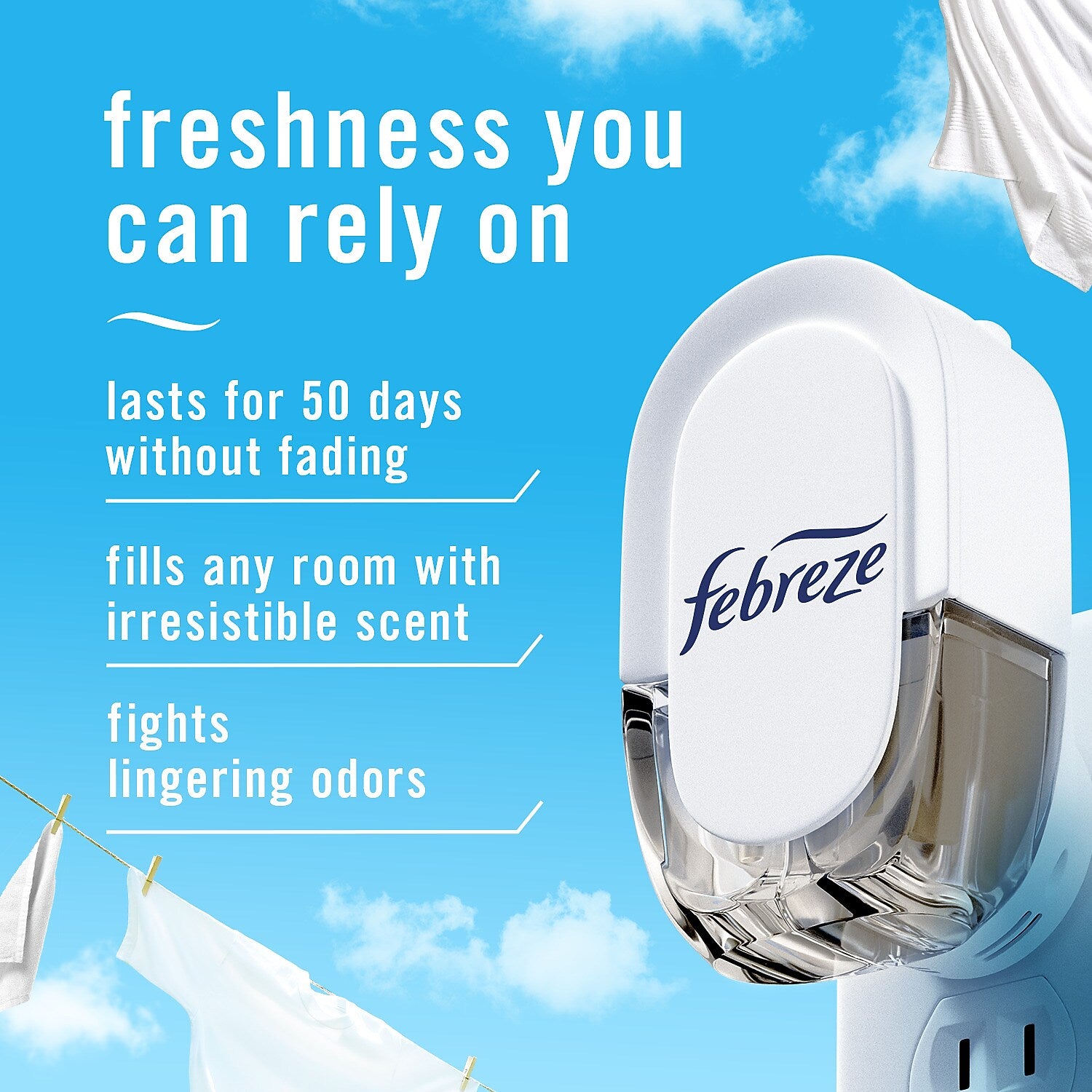 Febreze Fade Defy Plug Air Freshener Warmer Refill, Linen & Sky Scent, 0.87 fl. oz., 3/Pack (54344)