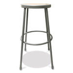 Alera Industrial Metal Shop Stool, 30" Seat Height, Supports up to 300 lbs., Brown Seat/Gray Back, Gray Base