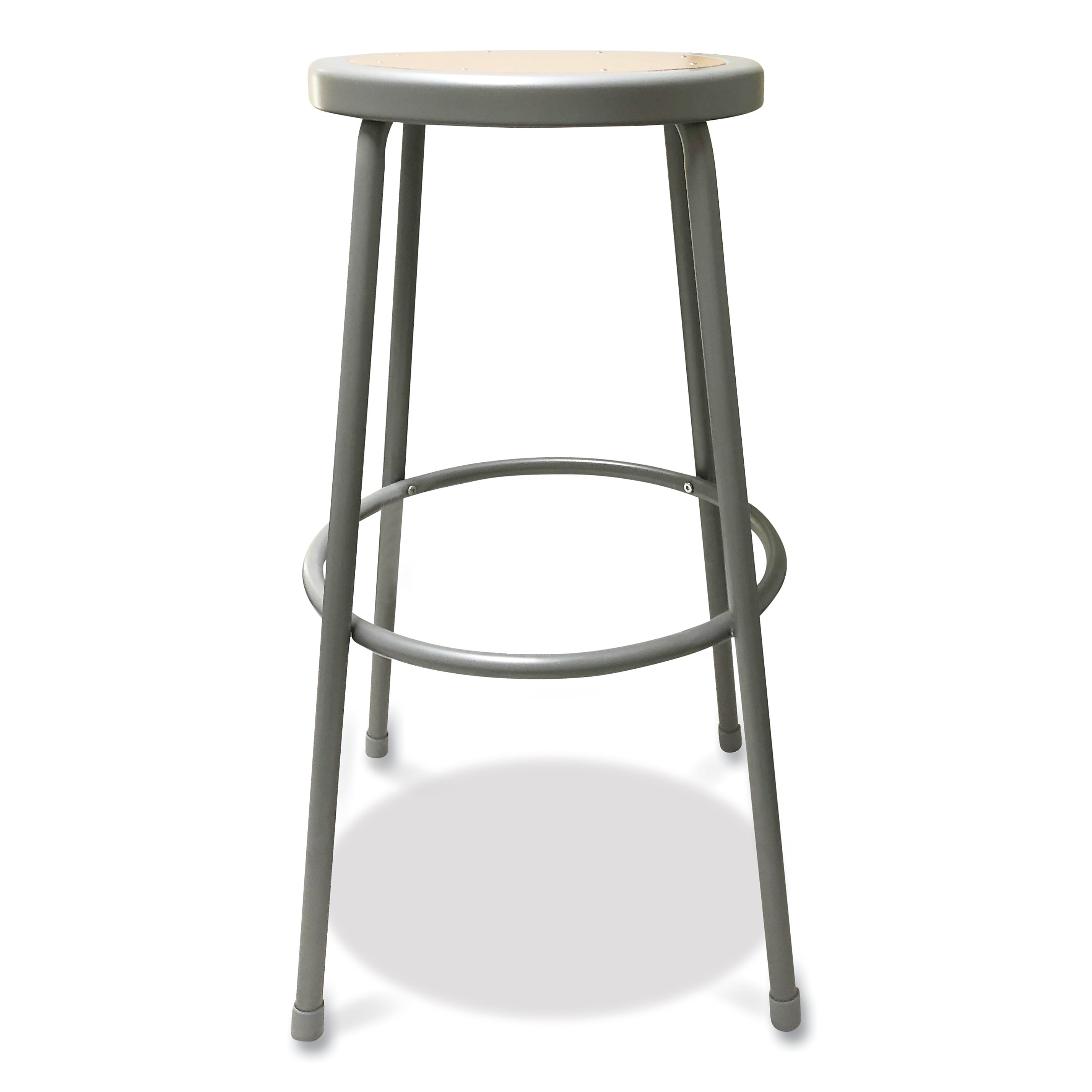 Alera Industrial Metal Shop Stool, 30" Seat Height, Supports up to 300 lbs., Brown Seat/Gray Back, Gray Base