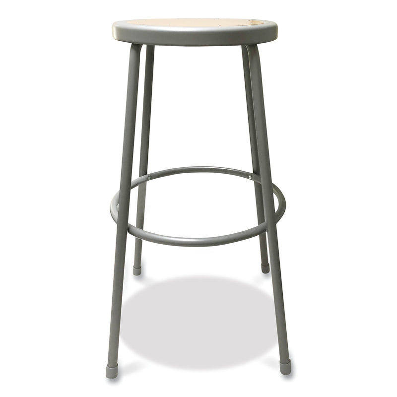 Alera Industrial Metal Shop Stool, 30" Seat Height, Supports up to 300 lbs., Brown Seat/Gray Back, Gray Base