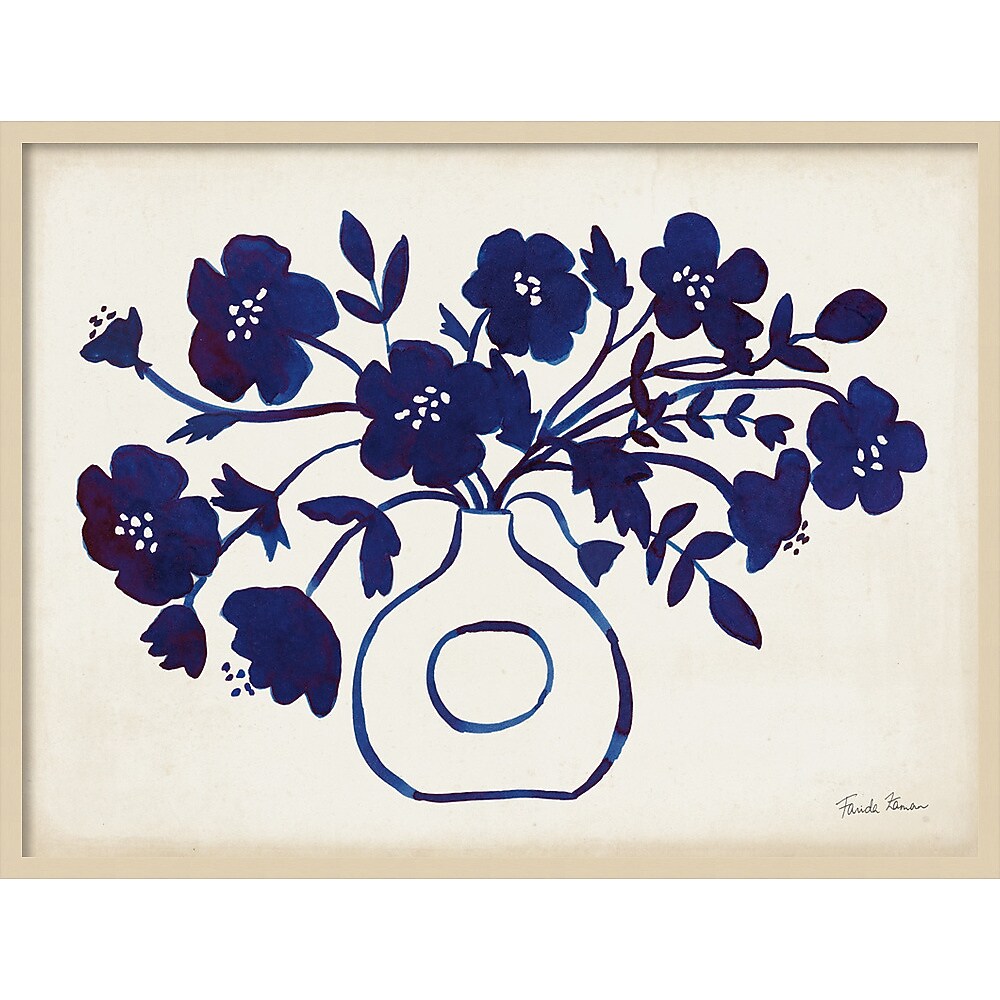 Amanti Art Modern Blue Vase II by Farida Zaman Wood Framed Wall Art Print, 41" x 31" (A42677389283)