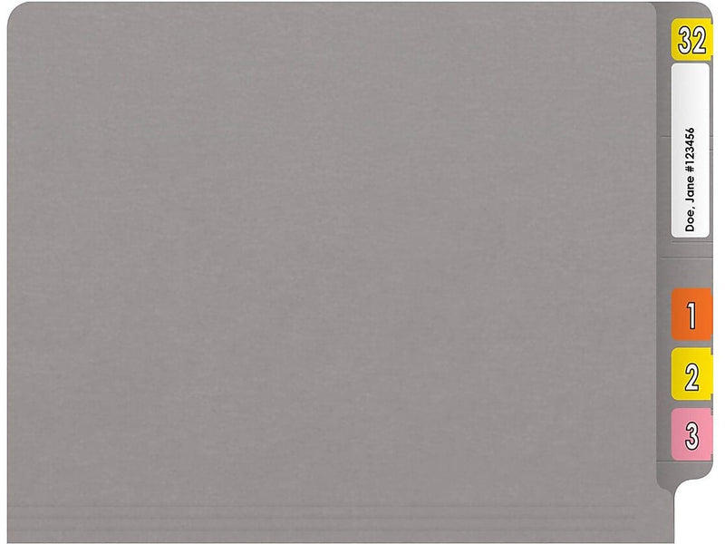 Medical Arts Press Reinforced End Tab File Folder, Straight Cut, Letter-Size, Gray, 50/Box (S-01602-GRY)
