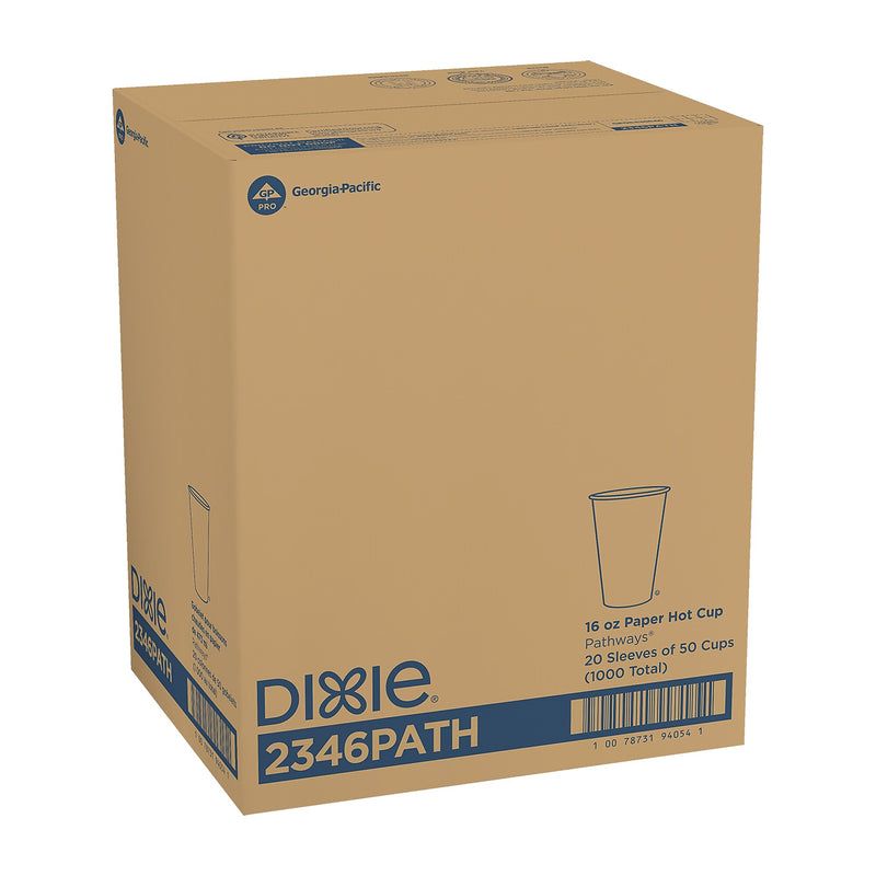 Dixie Pathways Poly Paper Hot Cups, 16 oz., White, 1000/Carton (2346PATH)