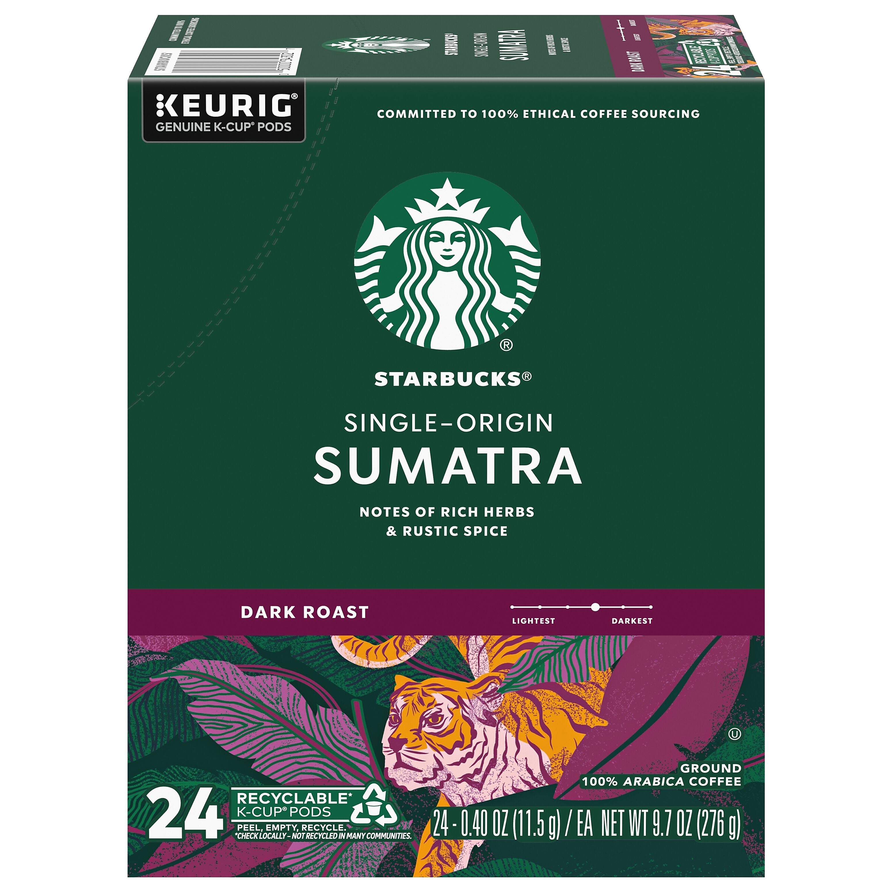 Starbucks Sumatra Coffee Keurig® K-Cup® Pods, Dark Roast, 24/Box (SBK22964)