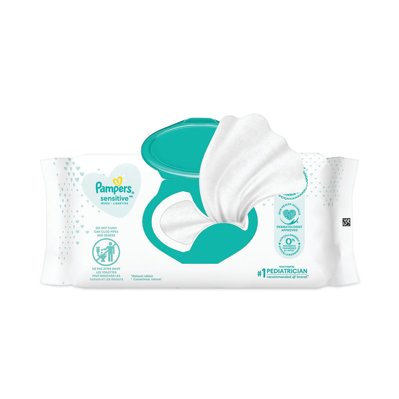 Pampers Sensitive Baby Wipes, 1-Ply, 6.8 x 7,  Unscented, White, 56/Pack (PGC87076EA)