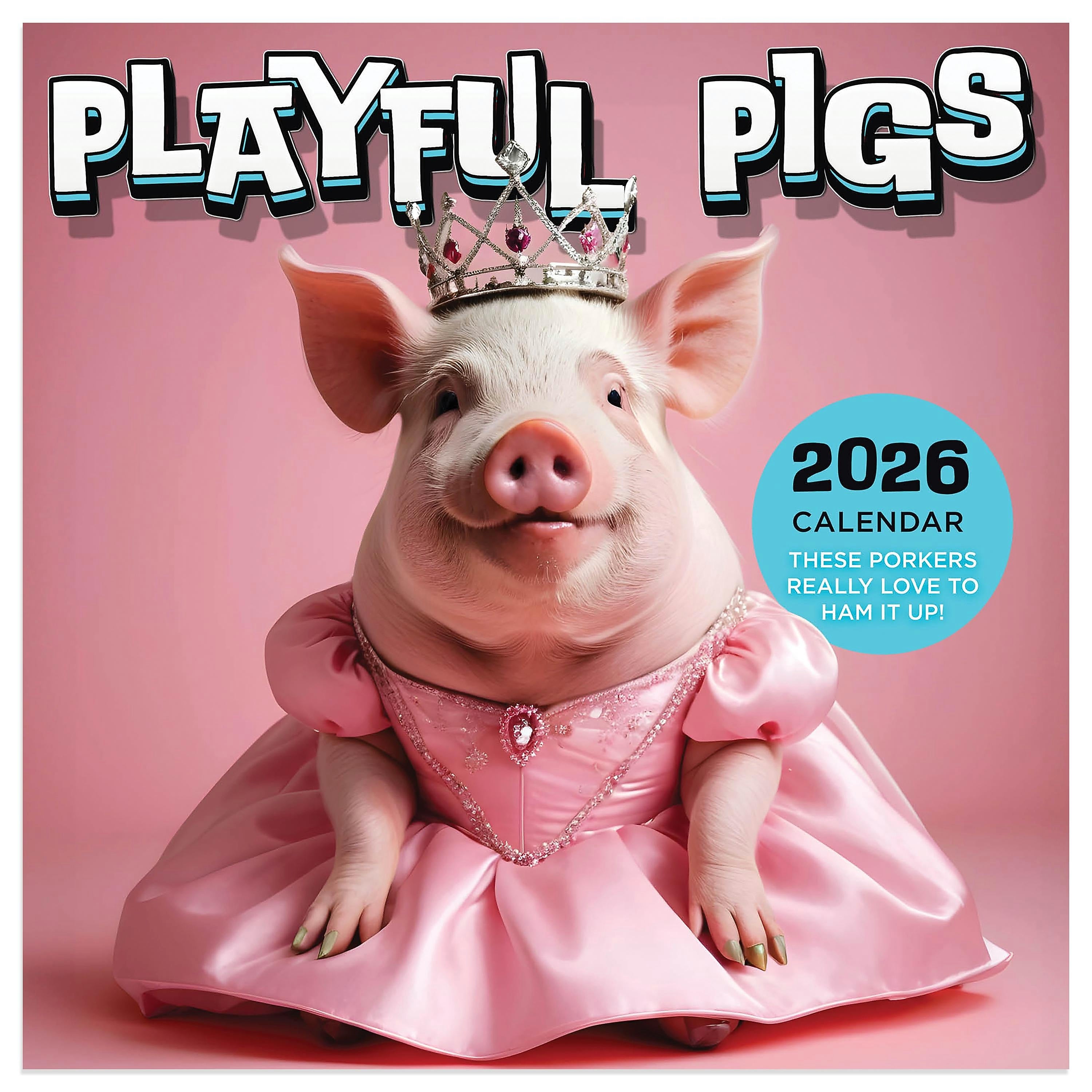 2026 TF Publishing Playful Pigs Mini 7" x 7" Monthly Wall Calendar, Multicolor (26-2006)