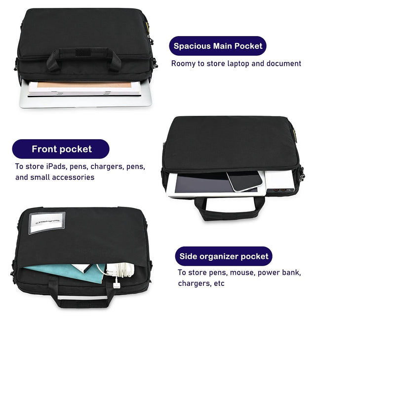 TechProtectus Nylon Water Resistant Messenger Bag, Black (RTP-BK-BC15 )