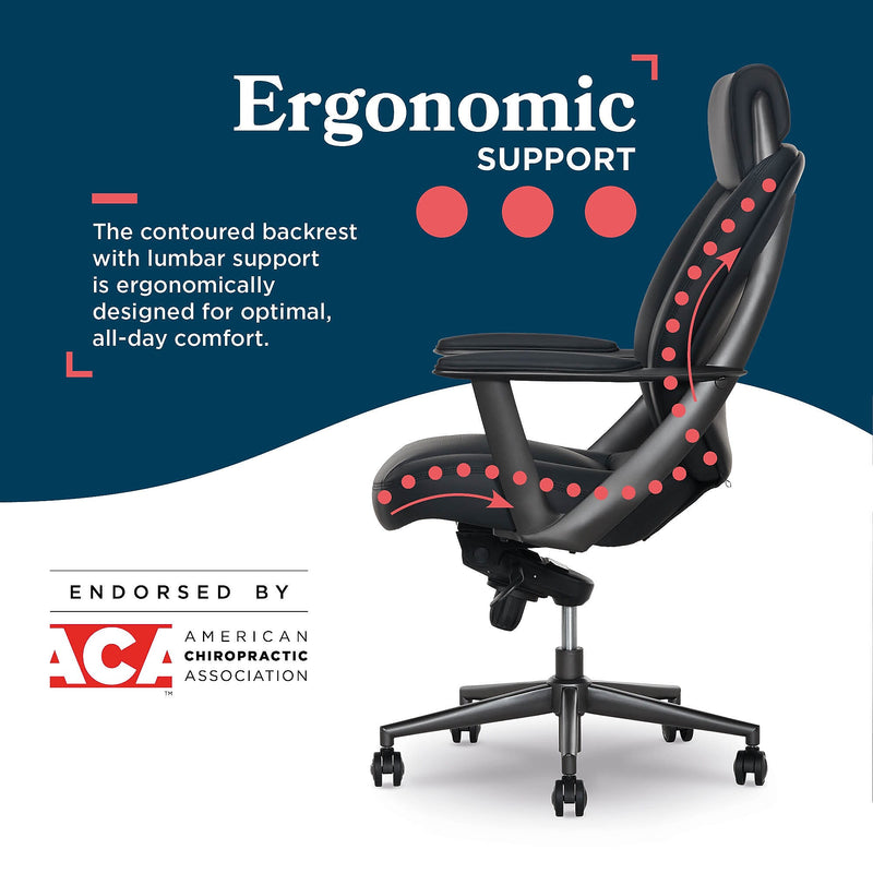 La-Z-Boy Vannes Ergonomic Polyurethane Swivel Executive Chair, Black (60101-BLK)