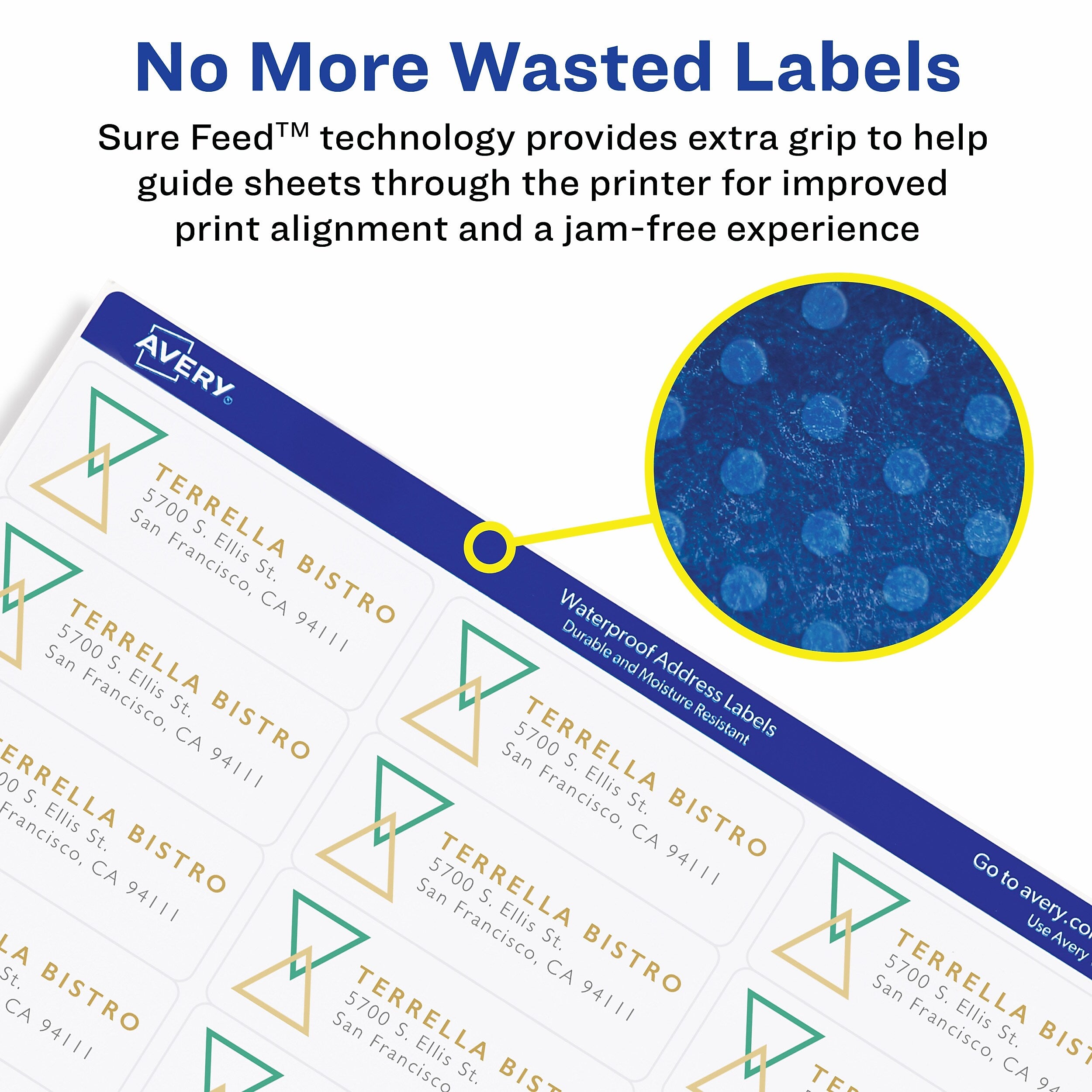 Avery Waterproof Laser Address Labels, 1" x 2-5/8", Matte White, 1,500 Labels/Box (5520)