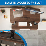 Mount-It! 38"W Electric Rectangular Adjustable Standing Desk Converter, Dark Walnut (MI-8011)