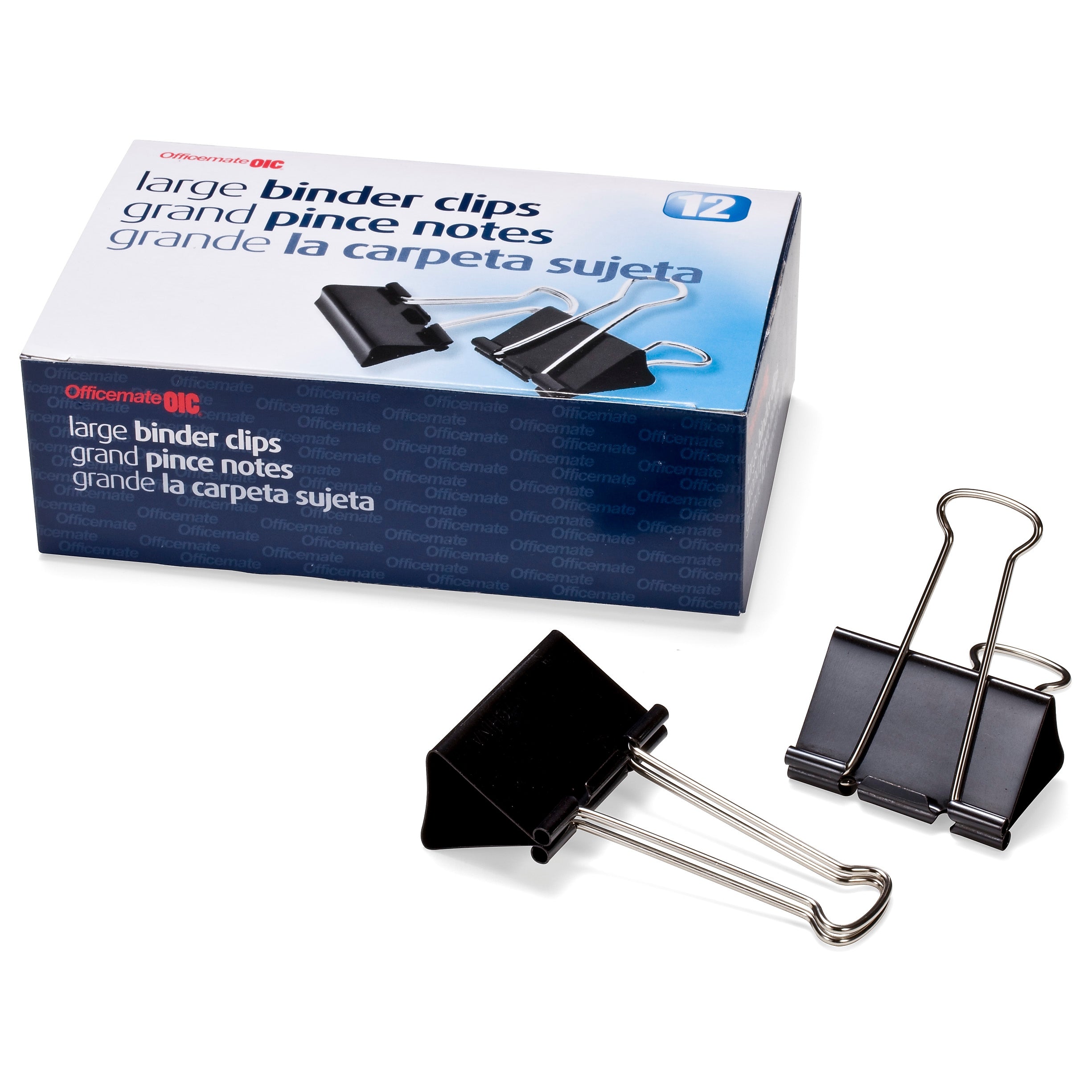 Officemate Binder Clips, Large, Black, 12/Box (99100)