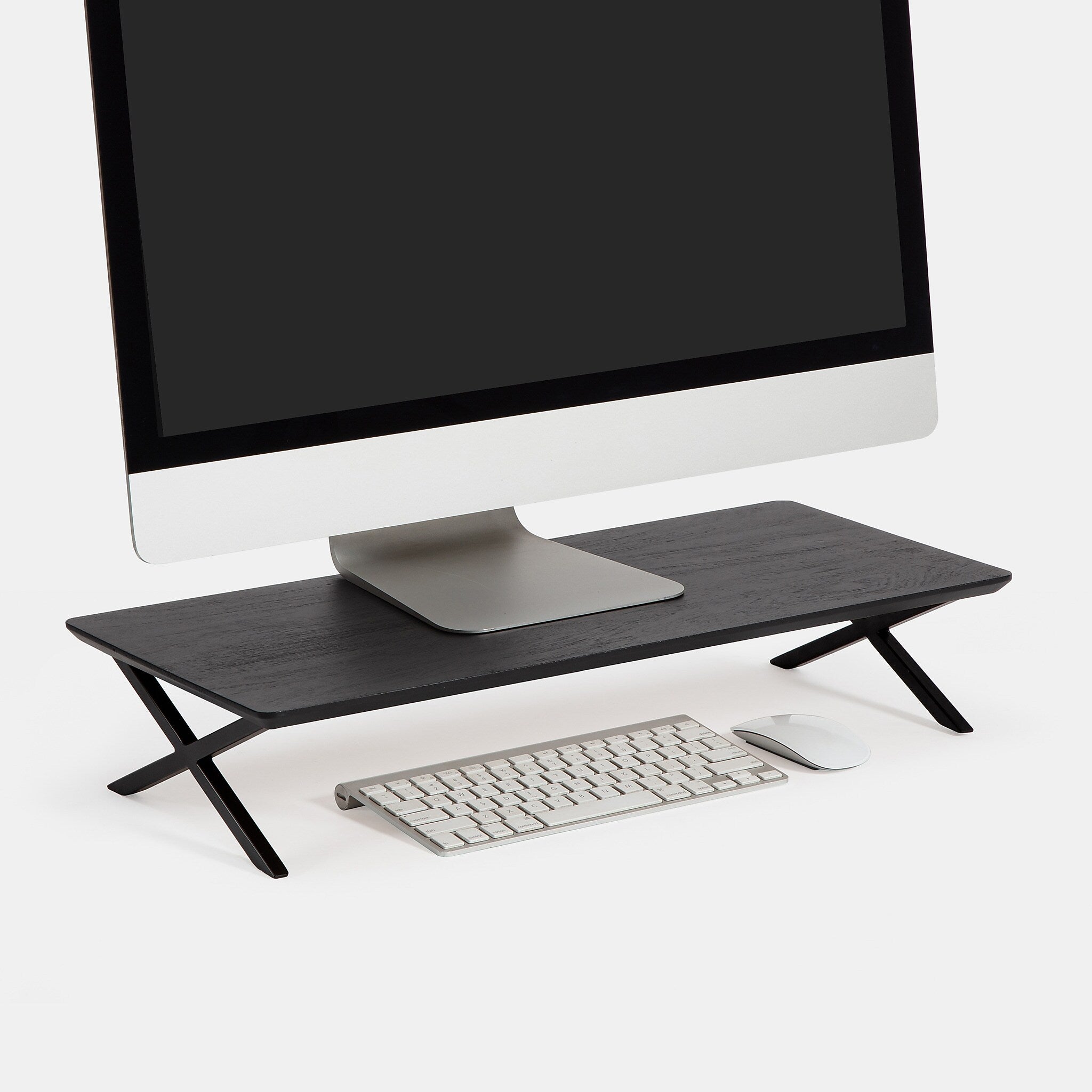 Anji Mountain Acacia Wood & Metal Monitor Stand, Up to 32" Monitor, Black (MS-BLK-04BLK)