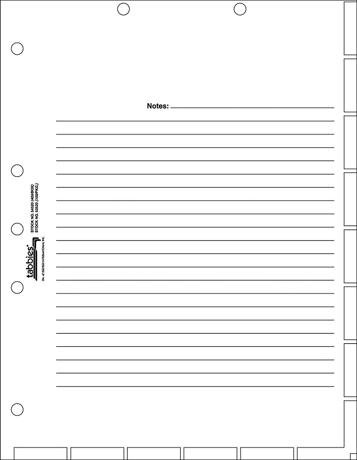 Tabbies Medical Chart Index Blank Tab Dividers, 7-Hole Punched, White, 400/Box (TAB54520)