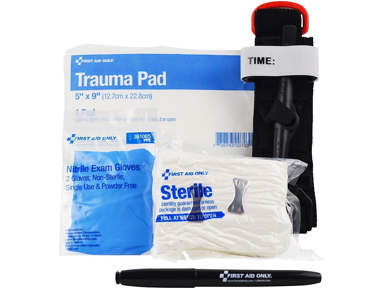 First Aid Only Right Response 7-Piece Bleeding Control Kit, Limb Wounds (91512)