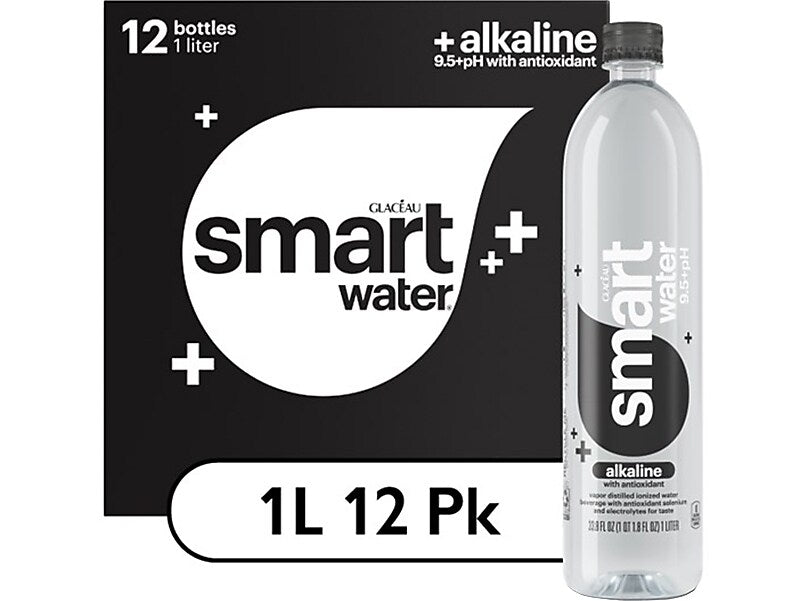 smartwater alkaline Mineral Water, 33.81 oz., 12 Bottles/Pack (786162411167)