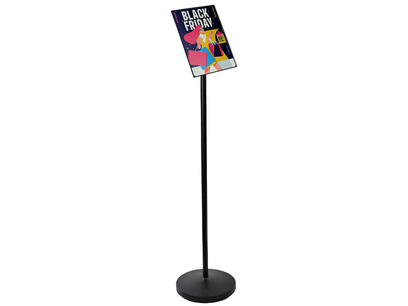 Azar Sign Holder, 9.75" x 46.5", Freestanding, Black, Plastic (300356-BLK)