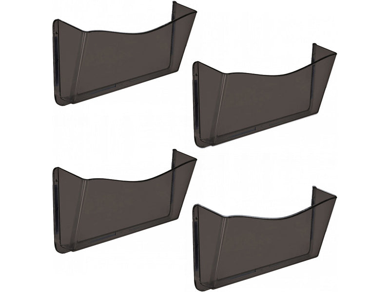 Azar Polystyrene Mountable Wall File Holder with Magnets, Dark Gray/Smoke, 4/Pack (250045-SMK)