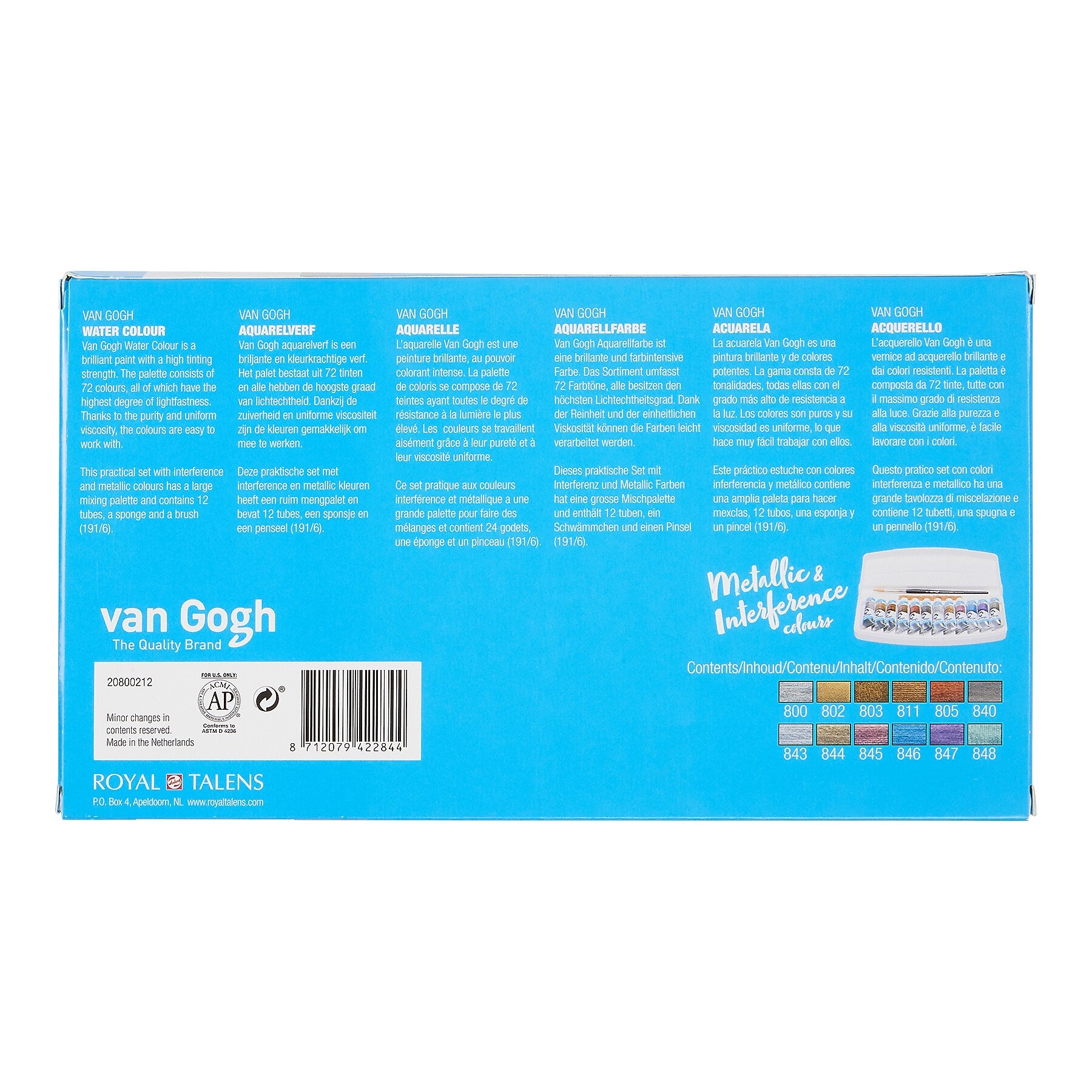 Van Gogh Watercolor Paint, Assorted Colors, 10mL (VNG20800212)