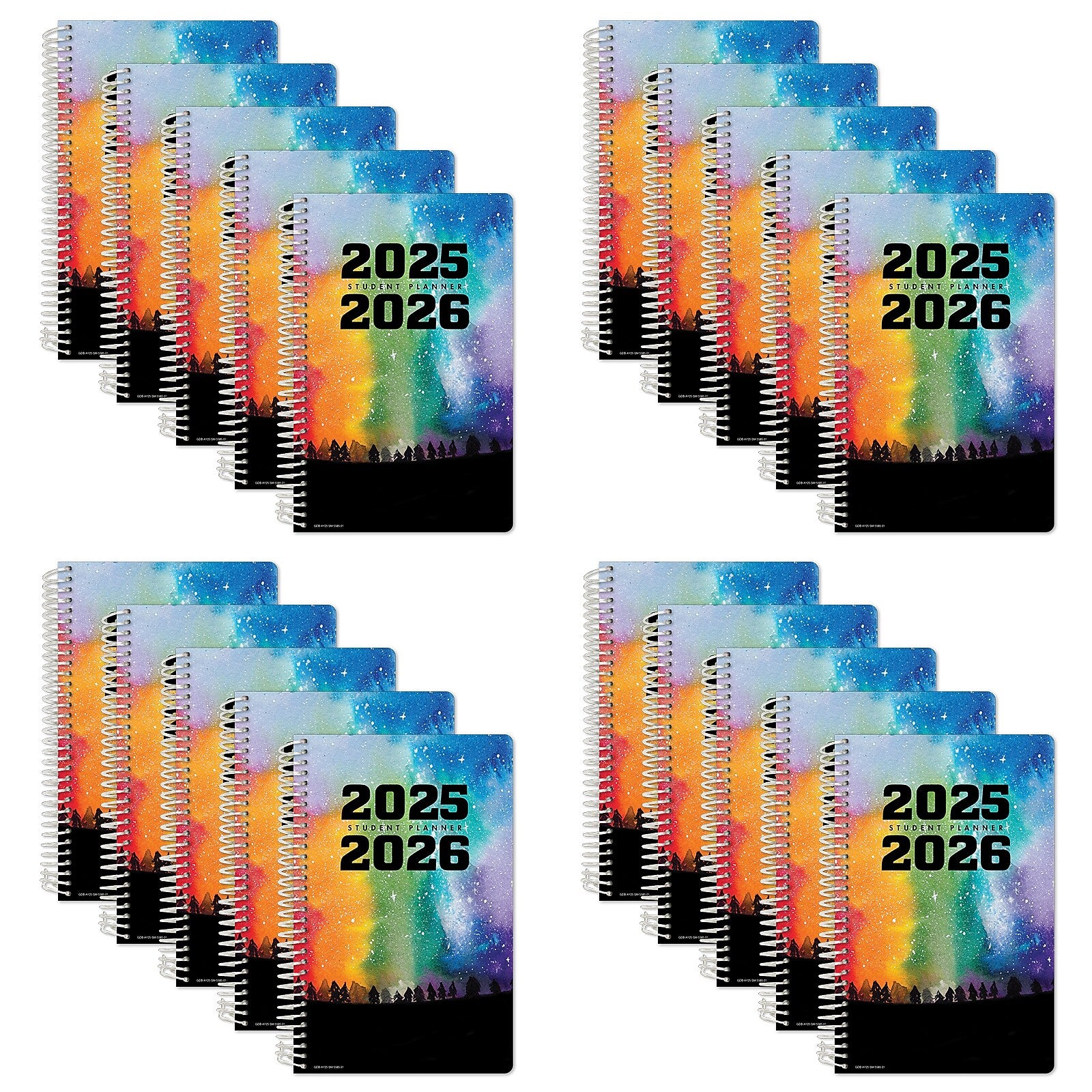 2025-2026 Global Printed Products Rainbow Silhouette 5.5" x 8.5" Academic Year Planner, Paperboard Cover, Multicolored, 20/Pack