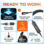 Delton 30Y MS Teams Noise-Canceling On-Ear Mono Computer Headset, USB Type-A & Type-C, Black (DWH30Y)